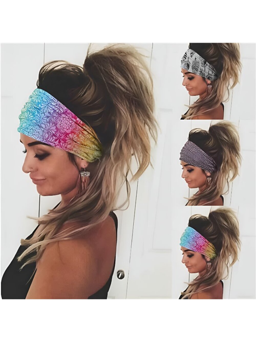 Boho Headbands Women Wide Hairbands Elastic Turban Non Slip Floral Hair Bands
